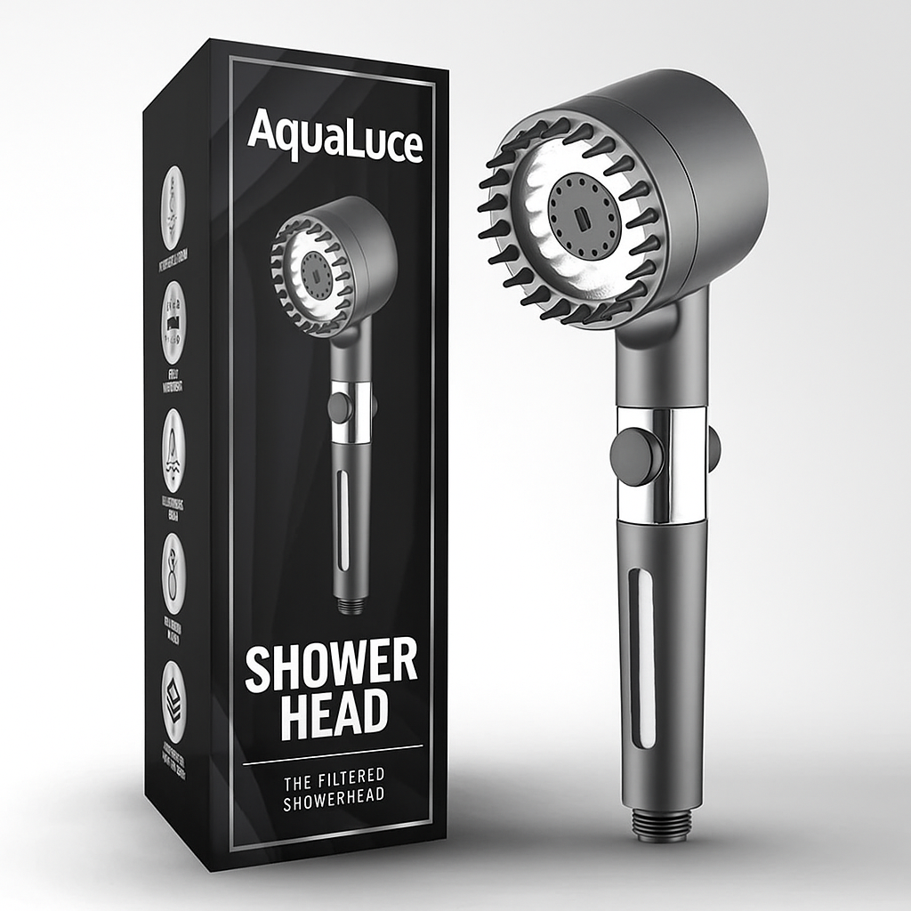 Aqualuce PureFlow – Luxe Douchekop met Massagefunctie & Filters
